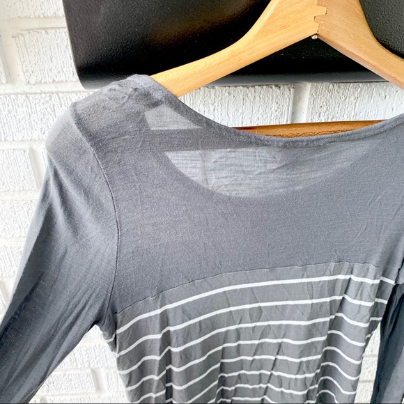 Grey and White Stripped Shirt With Front Pocket - Picture 7 of 8